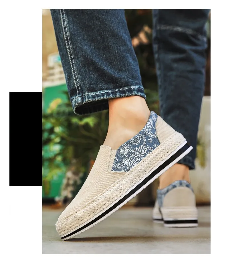 binfenxie Spring Canvas Loafers Men Fashion Blue Casual Shoes Men Espadrilles Comfort Slip On Shoes Men Flats Sneakers zapatos hombre