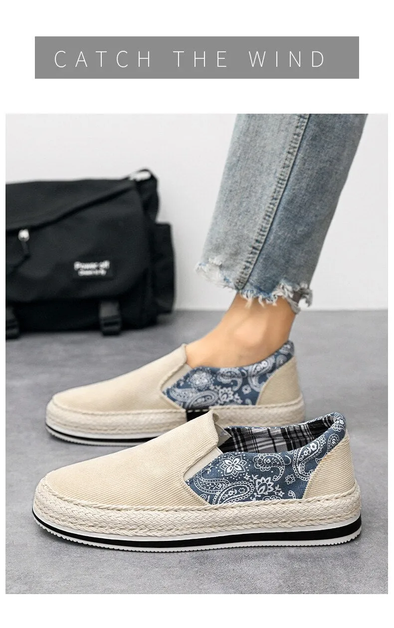 binfenxie Spring Canvas Loafers Men Fashion Blue Casual Shoes Men Espadrilles Comfort Slip On Shoes Men Flats Sneakers zapatos hombre