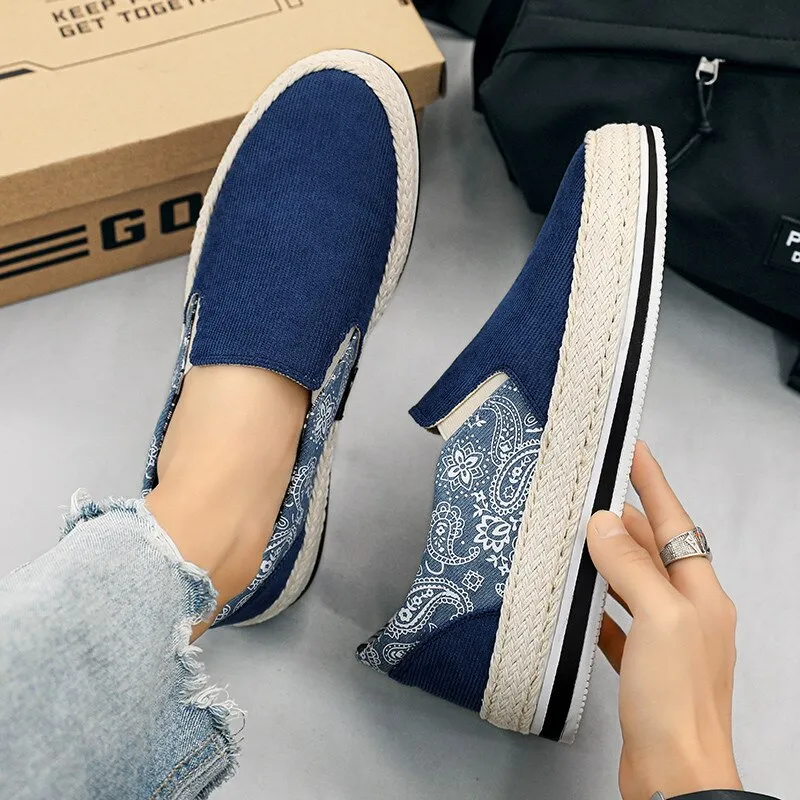 binfenxie Spring Canvas Loafers Men Fashion Blue Casual Shoes Men Espadrilles Comfort Slip On Shoes Men Flats Sneakers zapatos hombre