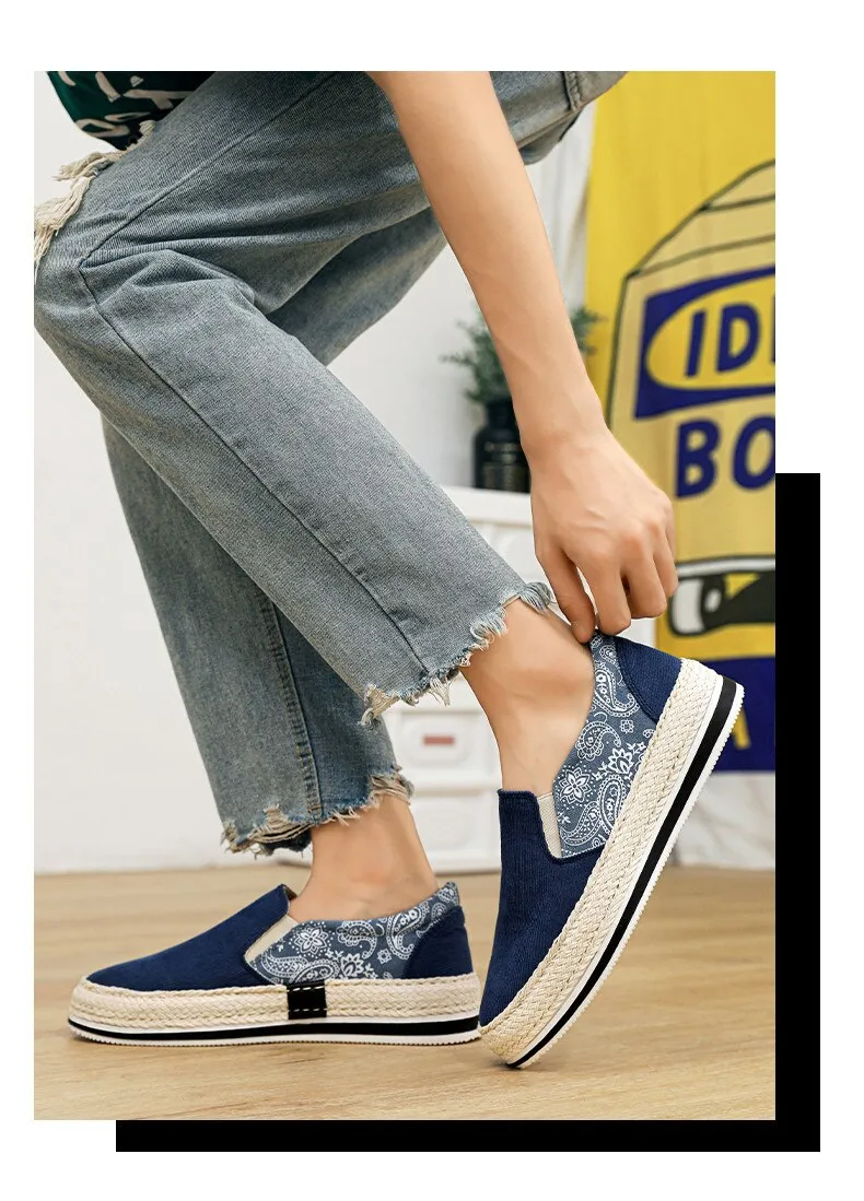 binfenxie Spring Canvas Loafers Men Fashion Blue Casual Shoes Men Espadrilles Comfort Slip On Shoes Men Flats Sneakers zapatos hombre