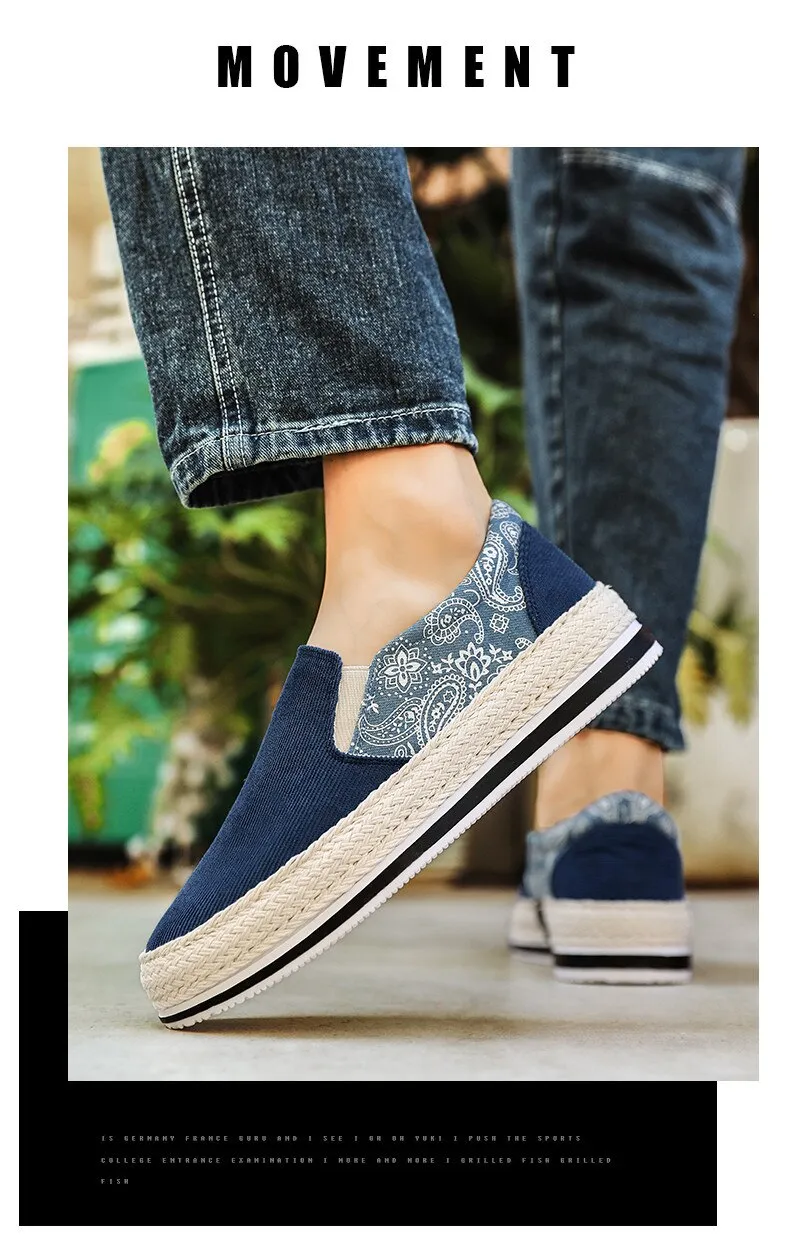binfenxie Spring Canvas Loafers Men Fashion Blue Casual Shoes Men Espadrilles Comfort Slip On Shoes Men Flats Sneakers zapatos hombre