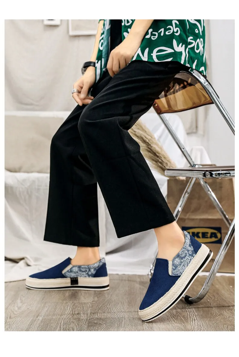 binfenxie Spring Canvas Loafers Men Fashion Blue Casual Shoes Men Espadrilles Comfort Slip On Shoes Men Flats Sneakers zapatos hombre