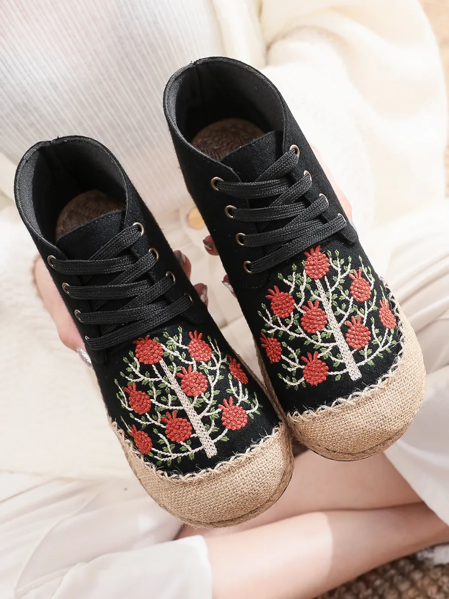 Cactus Rose | Embroidered Bayberry Tree Hi-Top Sneakers Espadrilles