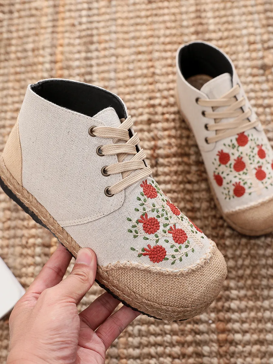 Cactus Rose | Embroidered Bayberry Tree Hi-Top Sneakers Espadrilles