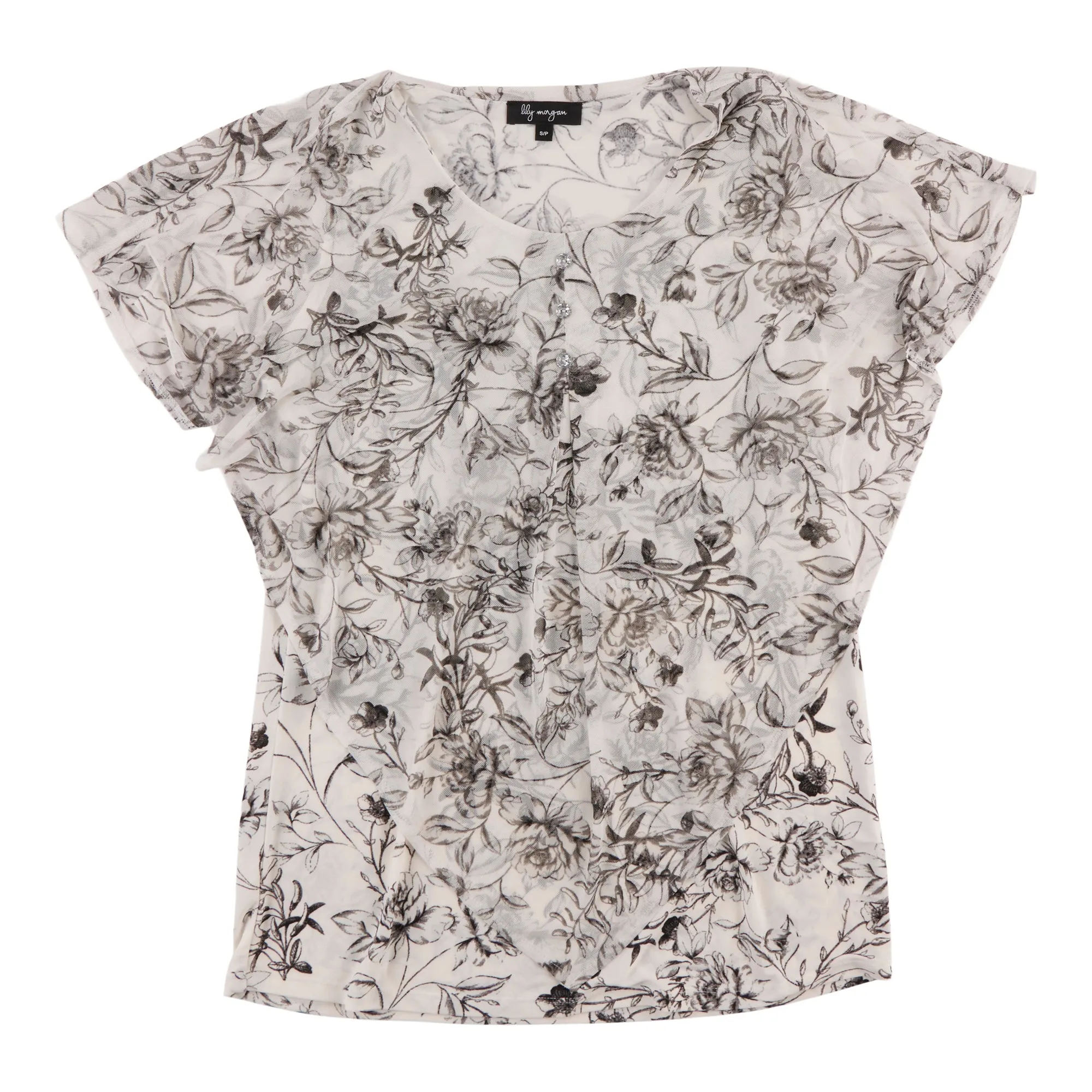 lily morgan Women's Casual Mesh Overlay Blouse