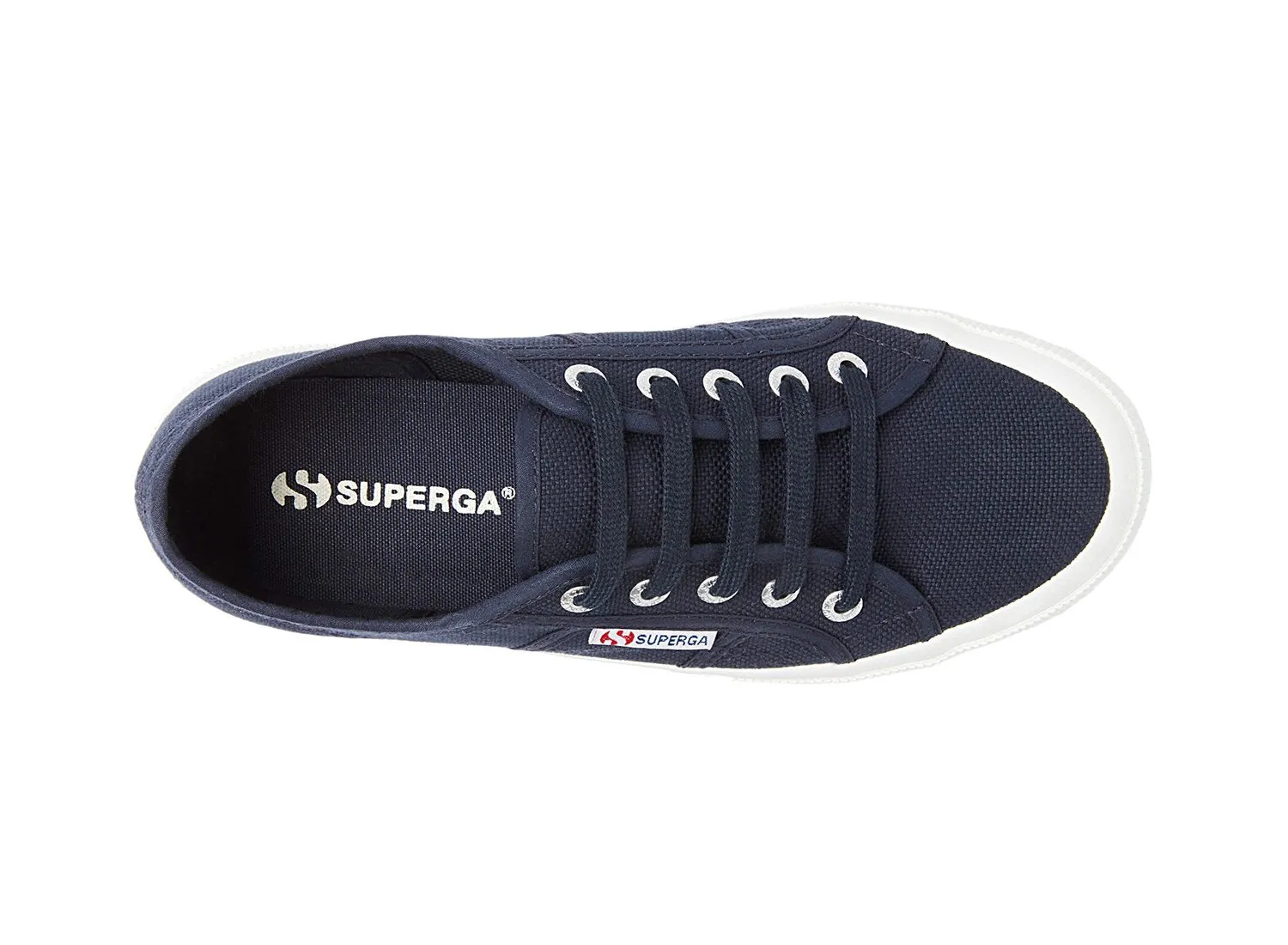 Superga 2750 Cotu Classic Unisex Lace Up Fashion Shoe Sneaker White Navy Canvas (37 (US Men's 5, US Women's 6.5) Medium, NAVY)