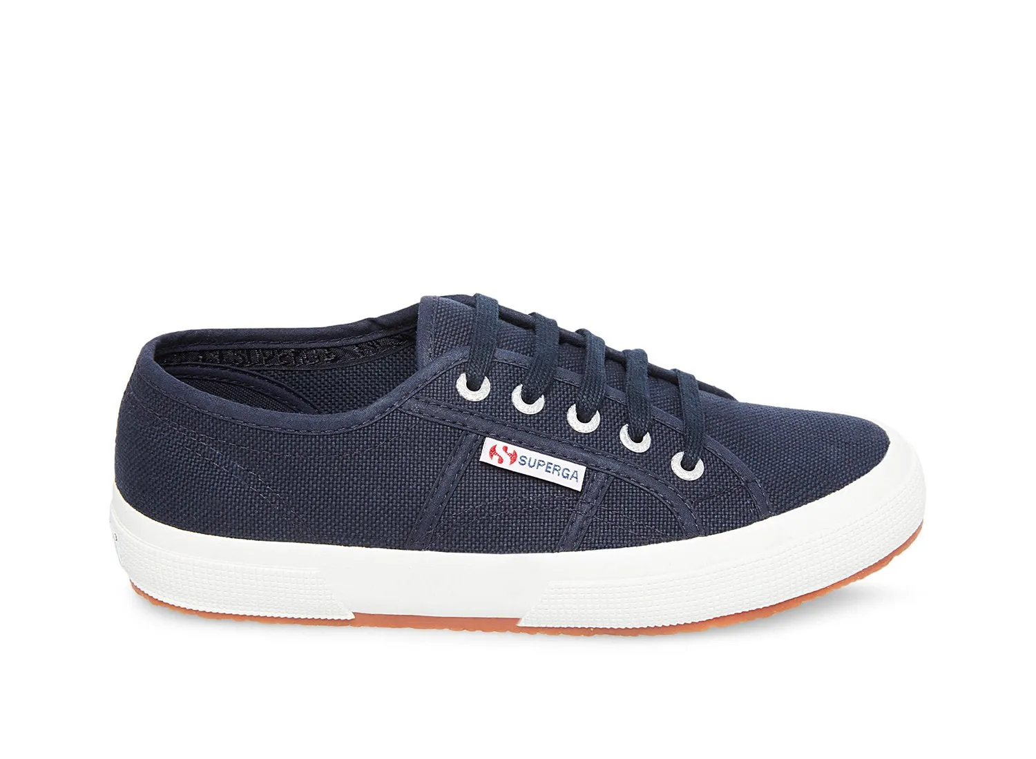 Superga 2750 Cotu Classic Unisex Lace Up Fashion Shoe Sneaker White Navy Canvas (37 (US Men's 5, US Women's 6.5) Medium, NAVY)