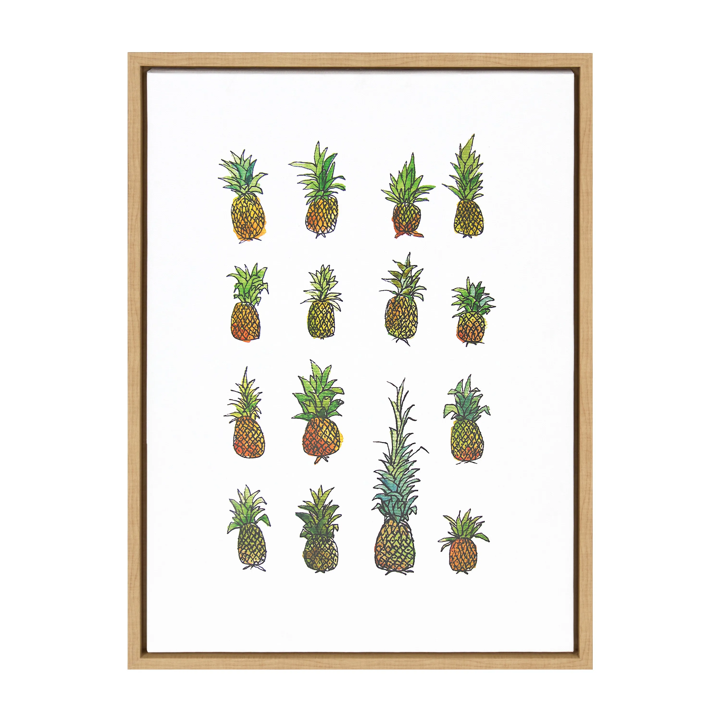 Sylvie Pineapple Set Framed Canvas by Viola Kreczmer